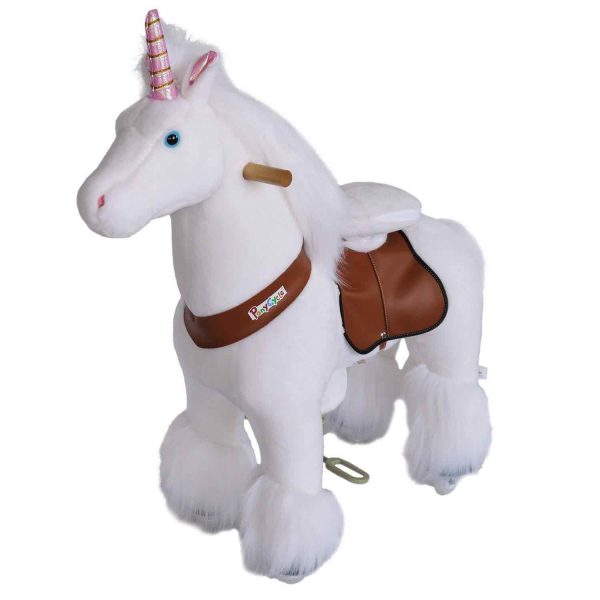Einhorn Plüschpferd auf Rollen von Ponycycle in der Größe Medium für Kinder zwischen 4 und 9 Jahren