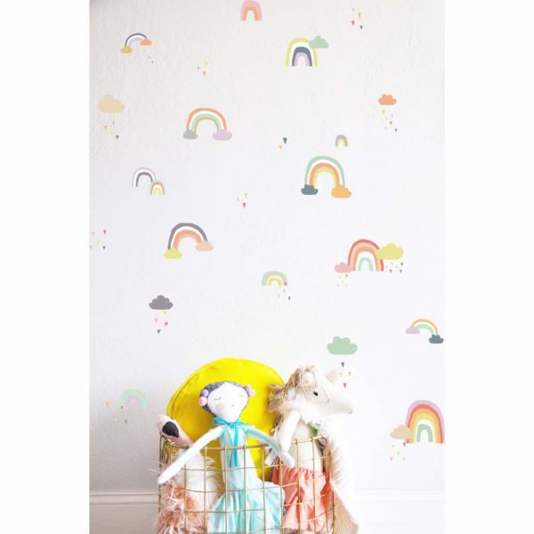Wandtattoo Regenbogen Wolke für das Kinderzimmer. Wunderschöne Kinderzimmer Dekoration für Regenbogen-Fans.
