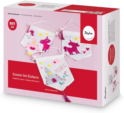 Wimpel Bastel-Set für 8 Personen. Schöne Bastelidee für den Kindergeburtstag