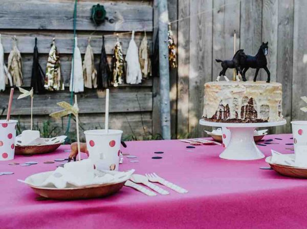 Pferdeparty-Box für Kinder: Einladungskarten, Kuchen-Deko und Mitgebsel für die perfekte Pferde Geburtstagsparty.